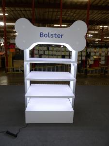 Custom Double-sided Product Display with Shelves, LED Lighting, and Graphic Header